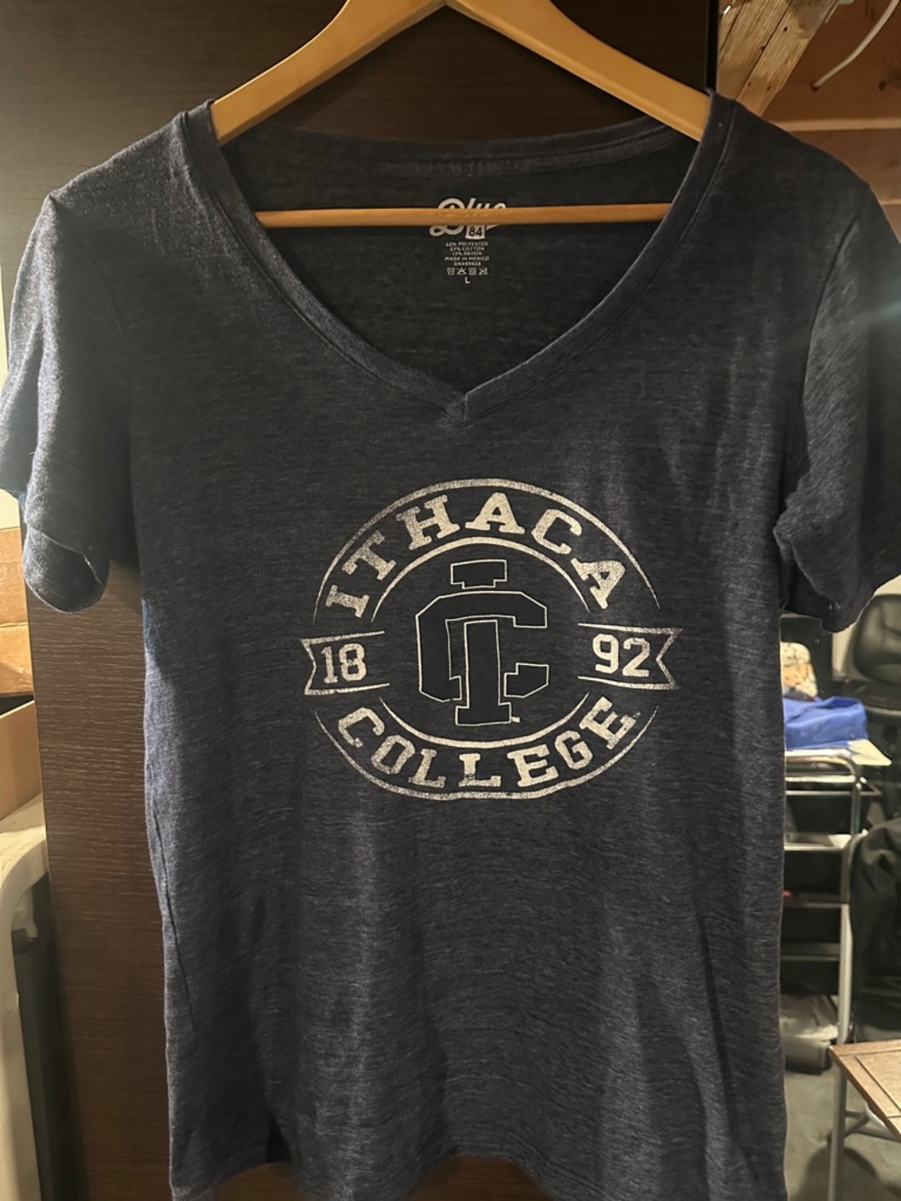 Womens Ithaca College Graphic V-Neck Shirt - Picture 2 of 3